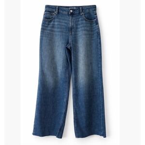 American Eagle Super High Rise Baggy Wide Leg Jeans Blue 12 Regular Denim NWOT